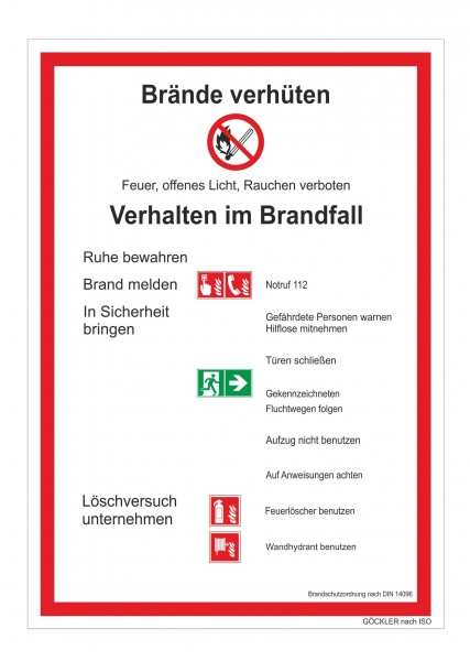 Brandschutzordnung BSO Teil A DIN 14096